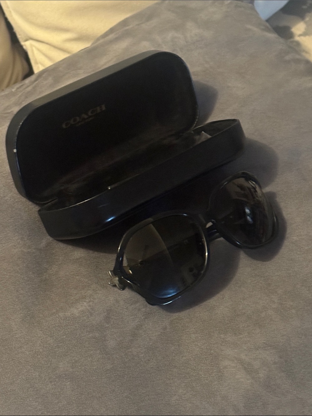 Coach Women’s Black Oversized Sunglasses with Gold Flowers